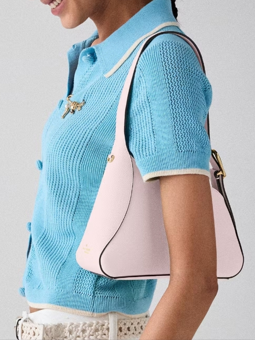 Kate Spade 454 Sculpted Shoulder Bag, Shimmer Pink - Picture 2 of 11